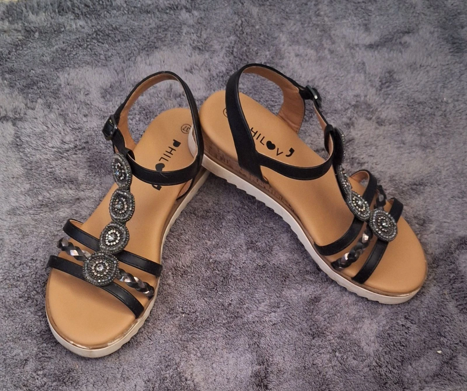 Sandales compensées noires Philov' 👡